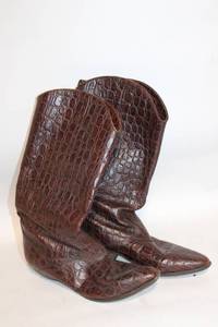 lot 426 image: Pair of Vintage Crocodile Leather Boots Size 8 12