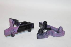 lot 447 image: Set of 2 Purple and Black Swirl Billiard Stick Holders