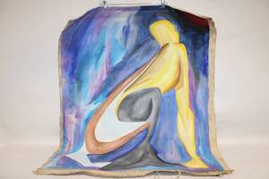 lot 453 image: Abstract Nude Canvas Painting