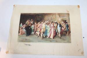 lot 464 image: Vintage 18x14 Art Print of Elegant Dance Scene
