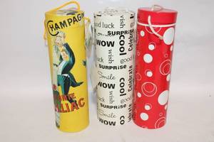 lot 481 image: Set of 3 Decorative Champagne Bottle Gift Tubes