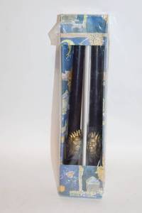lot 485 image: Set of 2 Sealed Taper Candles with Sun Face Design in Gift Box