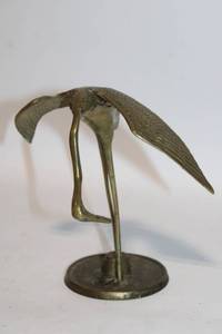 lot 494 image: Vintage Brass Crane Figurine with Intricate Feather Details