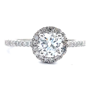 NEW 1 Carat Diamond Pav Halo Cathedral Ring in 18k White Gold VIDEO