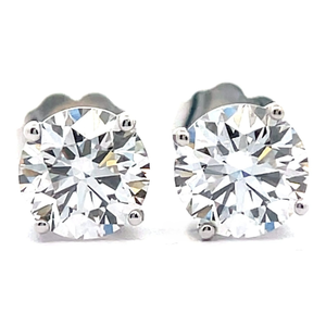 NEW 2 Carat Round Diamond Solitaire Stud Earrings in 14k White Gold VIDEO
