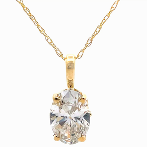 NEW 1.05 Carat Oval Diamond Solitaire Pendant Necklace in 14k White Gold Retail $1,325 VIDEO
