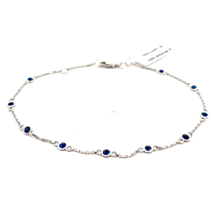 NEW Lightweight Blue Sapphire Bezel Station Bracelet Retail $925