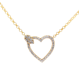 NEW 1.33 Carat Pav Diamond Open Heart Halo Leaf Pendant Necklace