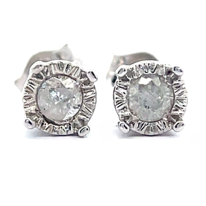 NEW Solitaire 0.25 Carat Diamond Bezel Stud Earrings in White Gold VIDEO