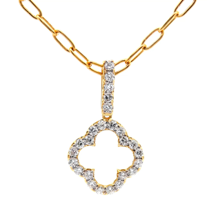 NEW 1 Carat Pav Lab-Grown Diamond Four-Leaf Clover Pendant Necklace