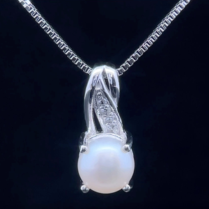 NEW White Opal & Pav Diamond Ribbon Pendant Necklace