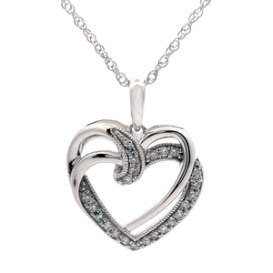 NEW 0.25 Carat Diamond Love Knot Double Heart Pendant Necklace