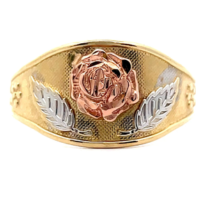 Rose Garden Tapered Ring in Tri-Color Gold VIDEO