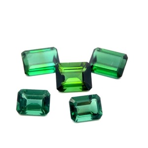 17.59 CT Vibrant Green Tourmaline Lot5 Matching Emerald-Cut Gemstones
