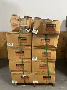 lot 32 image: SIMPSON STRONG-TIE Lot of 27 Boxes  of-  PBS Galvanized Standoff Post Bases for 6x6 Nominal Lumber (10 per box ) (Approximate Retail Value of $9,687)
