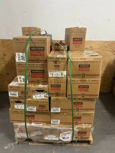 lot 33 image: SIMPSON STRONG-TIE- Pallet of Various Post Bases, Ties, Hangers.