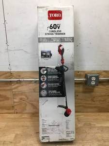 lot 23 image: Toro 1315 60V Cordless String Trimmer with 2Ah Battery and Charger Model # 51831