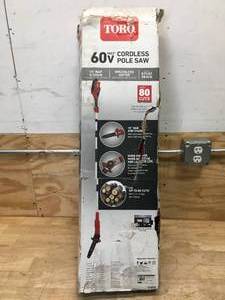 lot 24 image: Toro 60V Cordless Pole Saw Model with 2Ah Battery and Charger # 51870