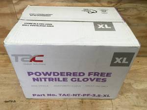 lot 102 image: Case of TAC Powdered Free Nitrile Gloves Size XL