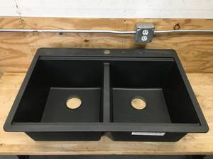 lot 119 image: Black 33 Double Basin Kitchen Sink
