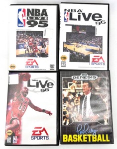 lot 440 image: Set of 4 NBA Live 95, 96, 98 and Pat Riley Basketball Sega Genesis Games