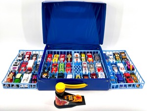 lot 627 image: Vintage 48-Car Carry Case with Die-Cast Mini Cars Collection & Tonka Diecast Car TNT Racer