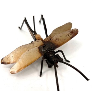 lot 635 image: Vintage Metal Spark plug Insect Art Sculpture with Industrial Elements
