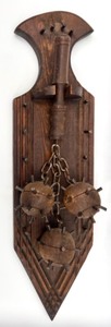 lot 636 image: 1970s Decorative Wooden Mace Wall Plaque
