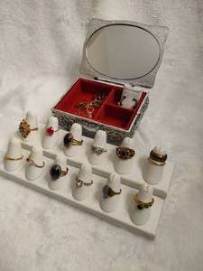 lot 112 image: Ornate Jewelry Box wVintage Rings