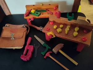 lot 100 image: Vintage Playschool Workbenches