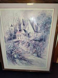 lot 66 image: Framed Art Depicting an Old Cottage