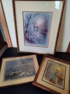 lot 69 image: Three Wildlife Framed Art Pieces