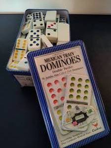 lot 85 image: Tin of Mexican Train Dominoes
