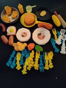 lot 96 image: Lot of Asst Fake FoodMickey Plates & Serving Utensils