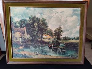 lot 168 image: Framed Art Featuring Horses Pulling Wagon