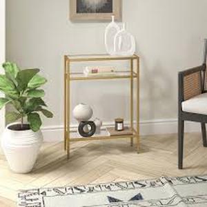 lot 17 image: Siviline 22 in. Brass Rectangular Glass Console Table in Customer Returns See Pictures
