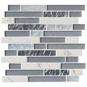 lot 23 image: 10 Boxes of MSI Whistler Ice Interlocking 12 in. x 12 in. Textured Glass Mesh-Mounted Mosaic Tile (0.97 sq. ft.Each)  Customer Returns See Pictures