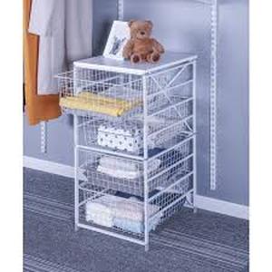 lot 40 image: Everbilt 35.2 in. H x 17.1 in. W White Steel 4-Drawer Close Mesh Wire Basket  Customer Returns See Pictures