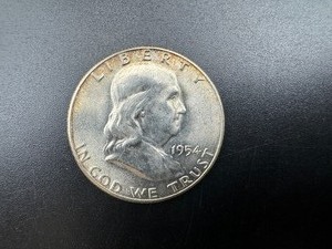 lot 69 image: 1954-S BU Silver Franklin Half Dollar From Complete set