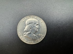 lot 77 image: 1959-D BU Silver Franklin Half Dollar From Complete set