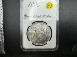 lot 29 image: 1885 Morgan Silver Dollar Proof Like Mirror