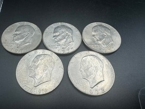 lot 92 image: Five Mixed Date Eisenhower Dollars