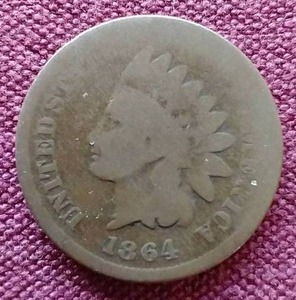 lot 1 image: 1864 Indian Penny