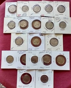 lot 2 image: (20) Nickels - 40s50s & Buffalo Nickels