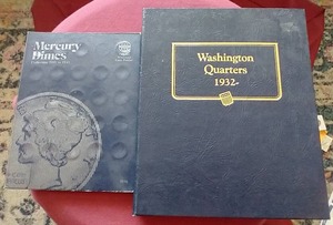 lot 37 image: (2) Empty Coin Albums - Washington Quarters & Mercury Dimes