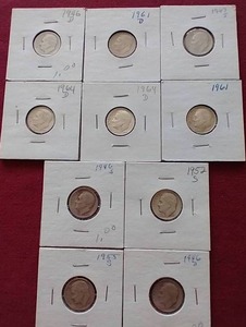lot 46 image: (10) Silver Roosevelt Dimes