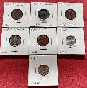 lot 102 image: (7) Vintage Austrian Coins