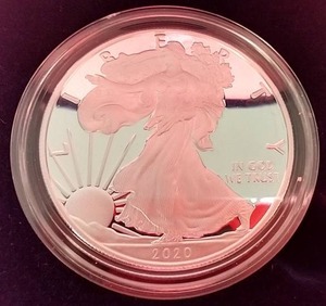 lot 107 image: 2020 U.S. Silver Eagle Proof Coin - With BoxCOA