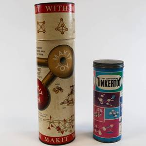 lot 23 image: Vintage Tinkertoy and Makit Toy Lot