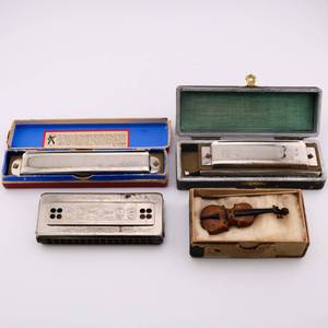 lot 54 image: Instrument Lot of 4 - Harmonica, Violin